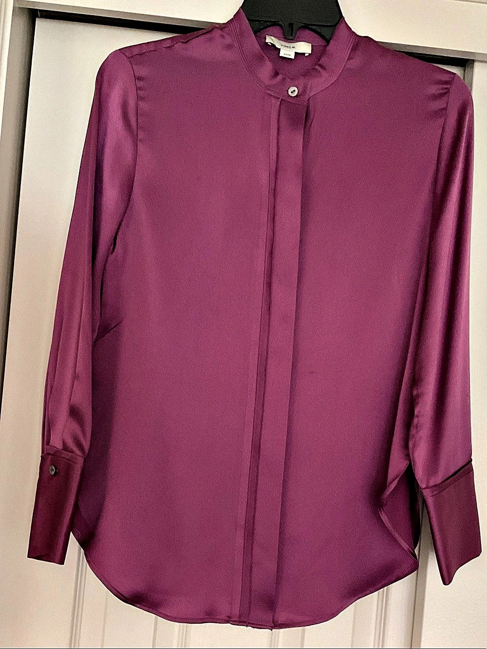 Vince Purple Stand Collar Blouse